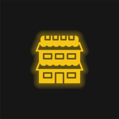 Appartment yellow glowing neon icon clipart