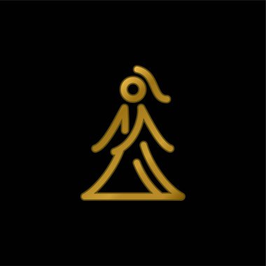 Altın kaplamalı metalik simge ya da logo vektörlü gelin