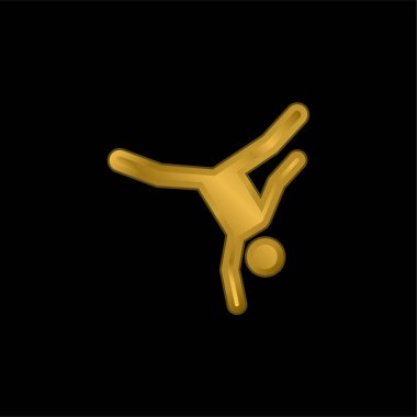Breakdance altın kaplama metalik simge veya logo vektörü
