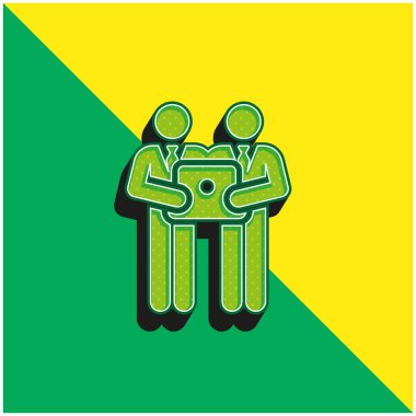 Beyin Fırtınası Yeşil ve Sarı Modern 3D vektör simgesi logosu