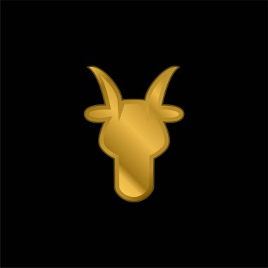 Aries Boğa Baş Ön Şekli Sembol Altın kaplama metalik simge veya logo vektörü