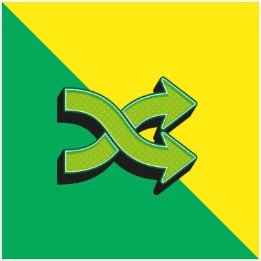 Ok Karıştır Yeşil ve Sarı 3d vektör simgesi logosu