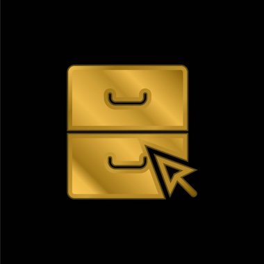 Altın kaplama metalik simge veya logo vektörünü arşivle