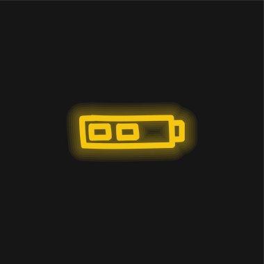 Battery Two Thirds Status Hand Drawn Outline yellow glowing neon icon clipart