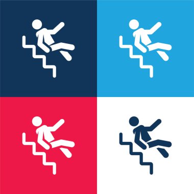 Kaza mavi ve kırmızı dört renk en düşük simge kümesi