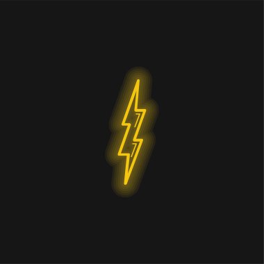 Bolt Shape Outline Symbol yellow glowing neon icon clipart