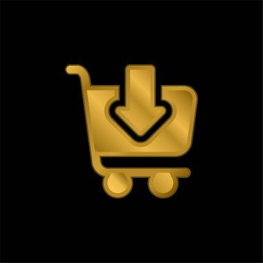 Cart altın kaplama metalik simge veya logo vektörüne ekle