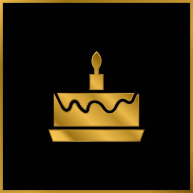 Doğum günü keki altın kaplama metalik simge veya logo vektörü
