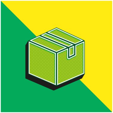 Kutu Yeşil ve Sarı Modern 3D vektör simgesi logosu