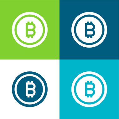 Bitcoin Düz 4 renk minimal simge kümesi