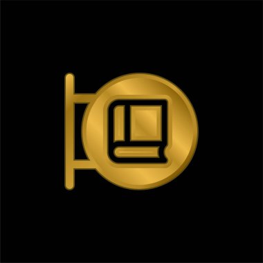Kitapçı altın kaplamalı metalik simge veya logo vektörü