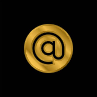 Arroba altın kaplama metalik simge veya logo vektörü