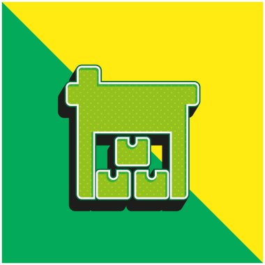 Kutular Yeşil ve Sarı Modern 3D vektör simgesi logosu