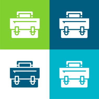 Evrak çantası Düz 4 renk minimal simgesi seti