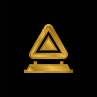 Altın kaplama metalik simge veya logo vektörünün dikkatine