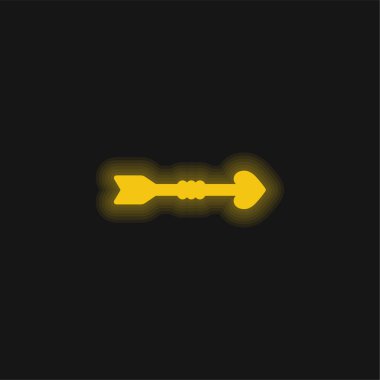 Sarı ok parlayan neon simgesi