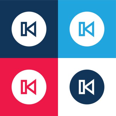 Arka mavi ve kırmızı dört renk minimal simge kümesi