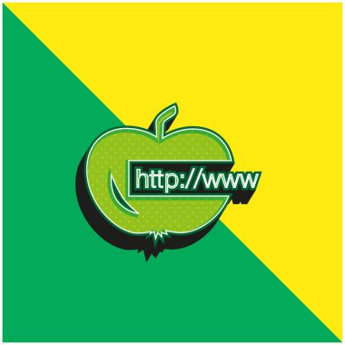 Apple Link Green and yellow modern 3d vector icon logo clipart