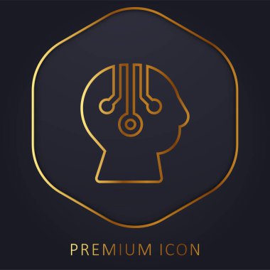 Artificial Intelligence golden line premium logo or icon clipart