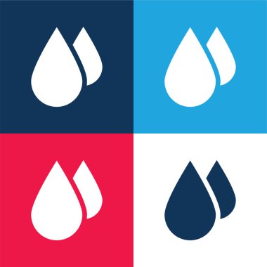 Blood blue and red four color minimal icon set clipart