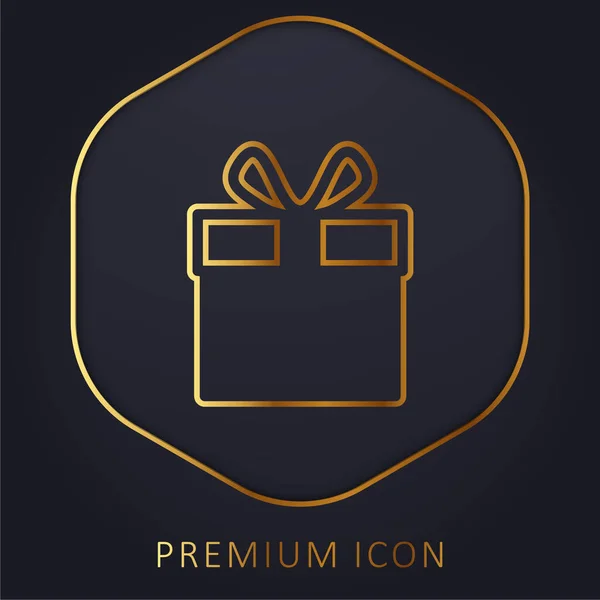 Gran Regalo Línea Oro Logotipo Premium Icono — Vector de stock