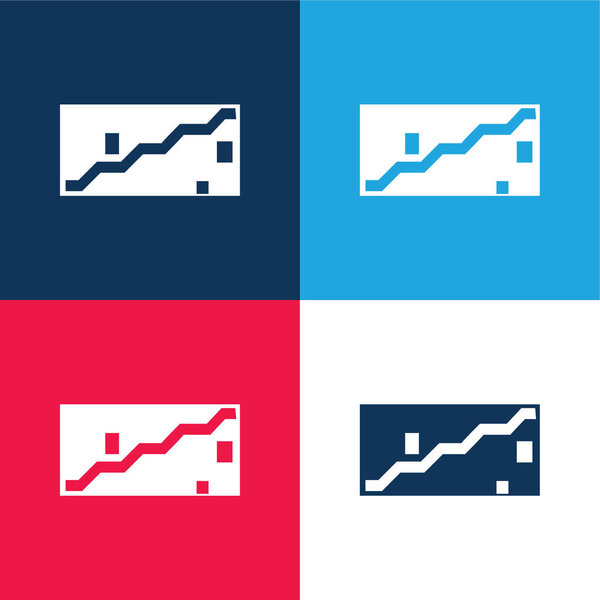 Art blue and red four color minimal icon set
