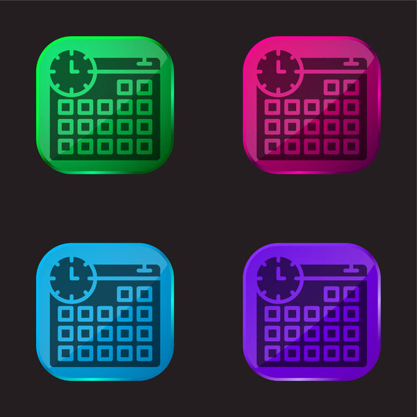 Appointment four color glass button icon