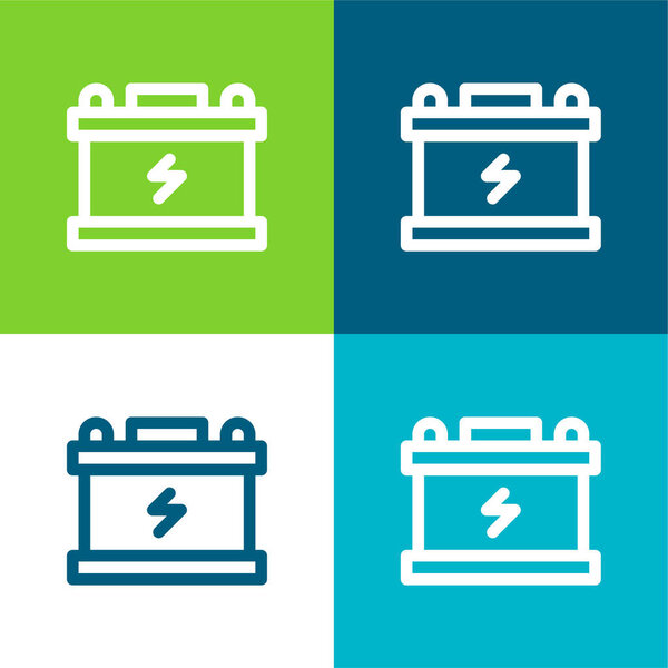 Батарея Плоский четырехцветный минимальный набор значков