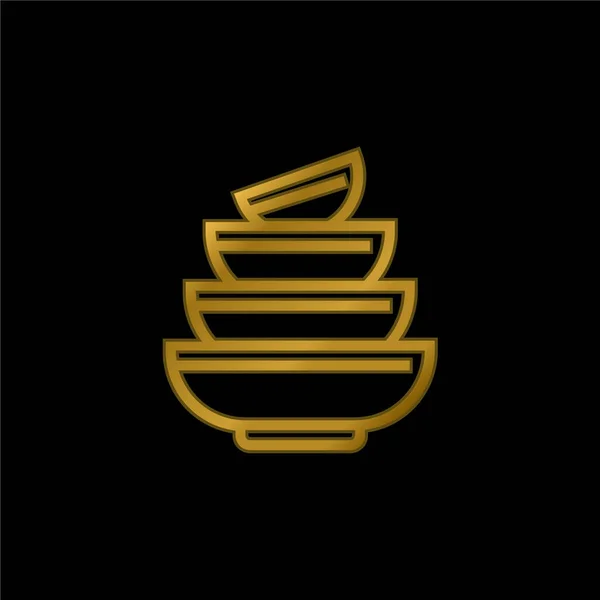 Bowls Banhado Ouro Ícone Metálico Vetor Logotipo — Vetor de Stock