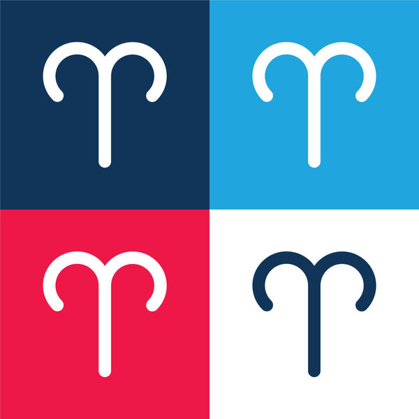 Aries Symbol blue and red four color minimal icon set