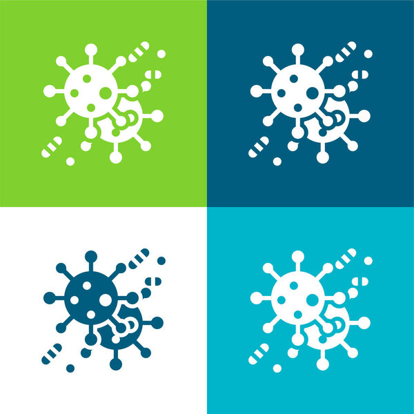 Bacteria Flat four color minimal icon set