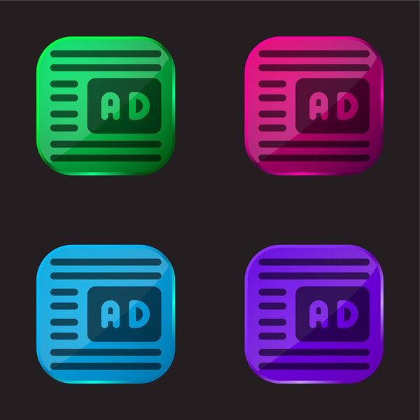 Advertise four color glass button icon