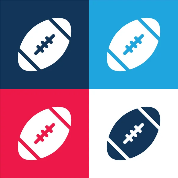 American Football Blue Red Four Color Minimal Icon Set — Stock Vector