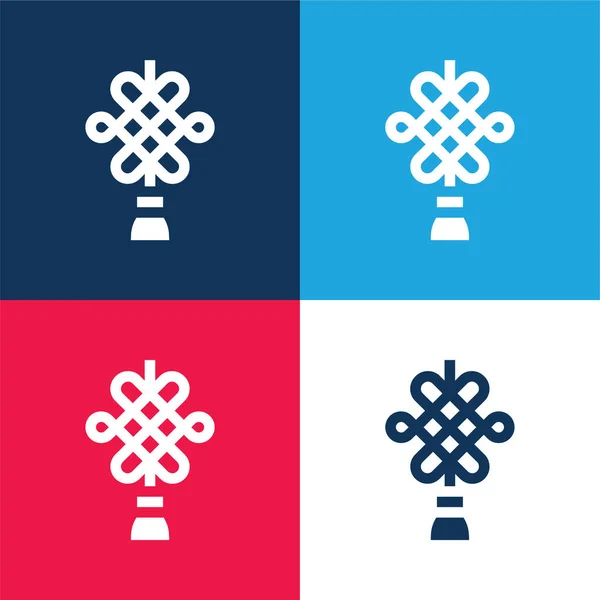 Amulet Blue Red Four Color Minimal Icon Set — Stock Vector