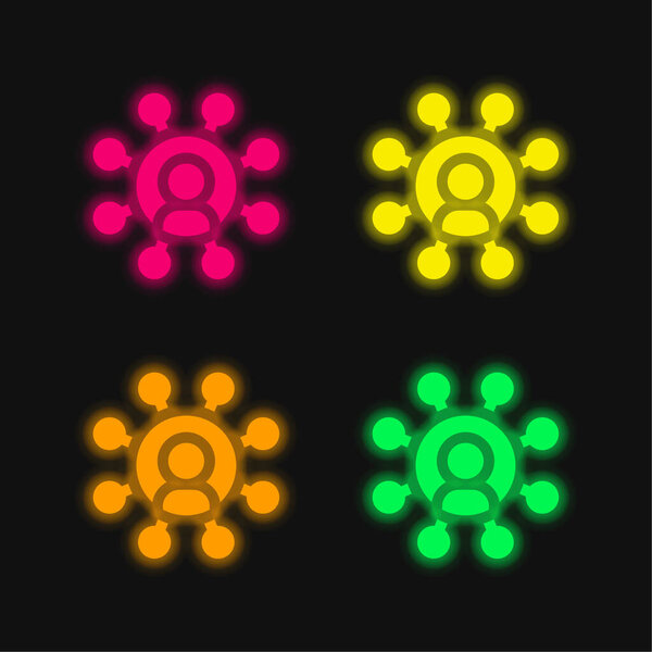 Affiliate four color glowing neon vector icon