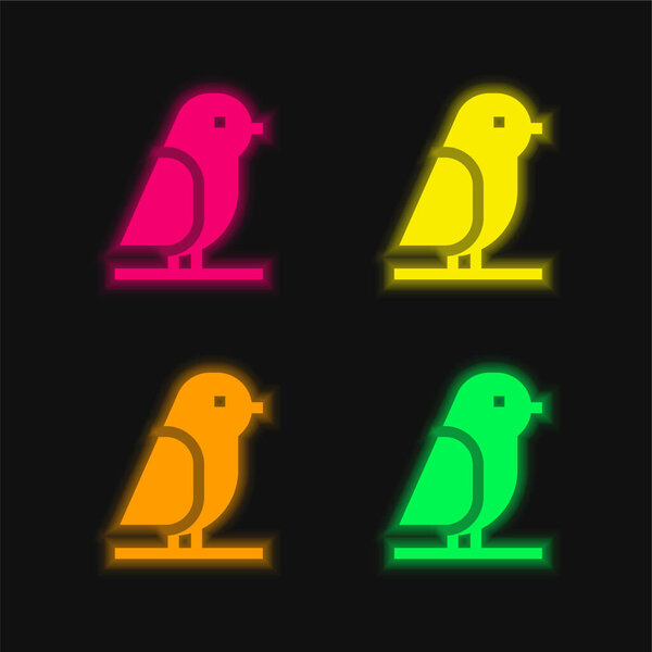Иконка светящегося неонового вектора цвета птицы