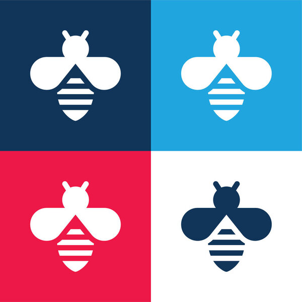 Bee blue and red four color minimal icon set