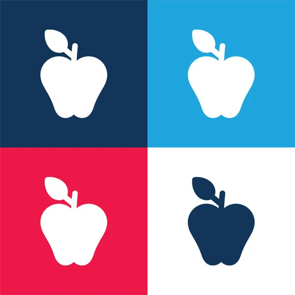 Apple Blue Red Four Color Minimal Icon Set — Stock Vector