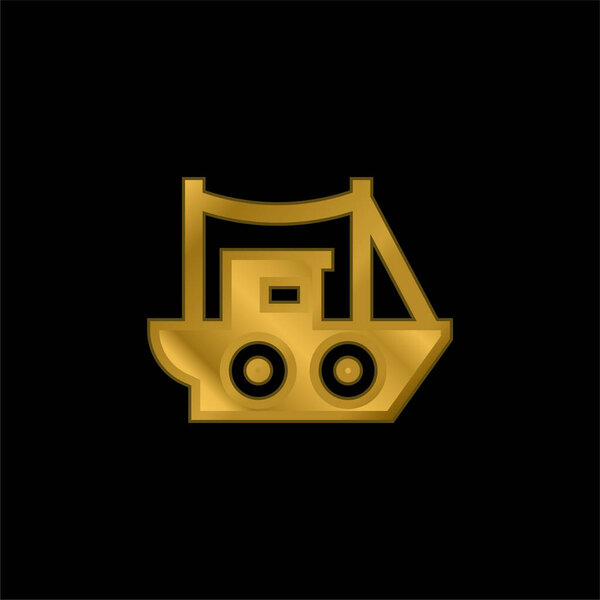 Металлическая икона с позолотой лодки или вектор логотипа