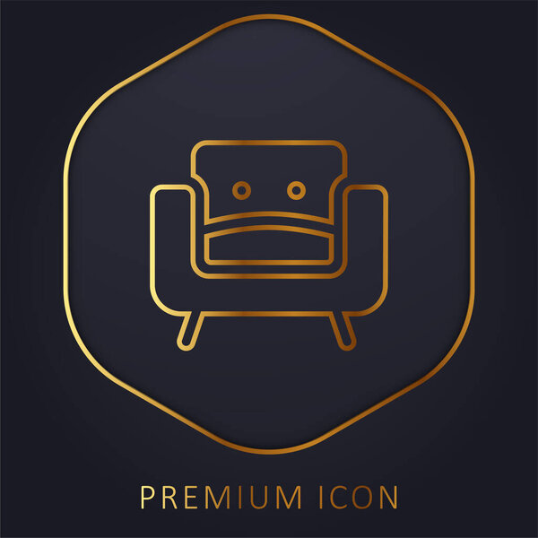 Armchair golden line premium logo or icon