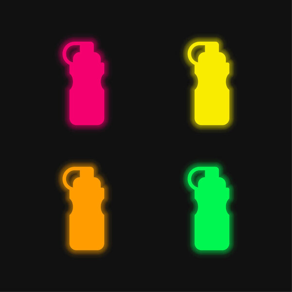 Bottle four color glowing neon vector icon