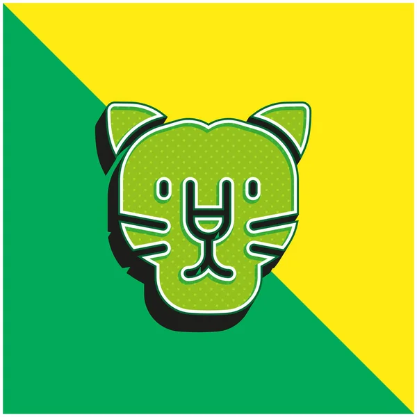 stock vector Black Panther Green and yellow modern 3d vector icon logo