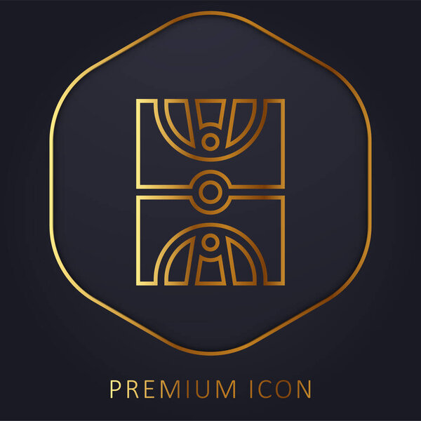 Basketball Court golden line premium logo or icon