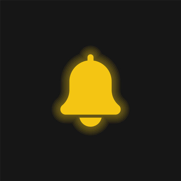Bell yellow glowing neon icon