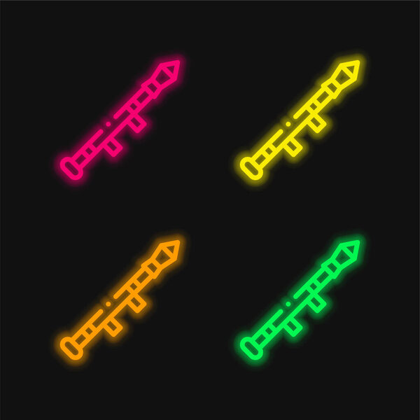 Bazooka four color glowing neon vector icon