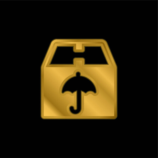 Box gold plated metalic icon or logo vector