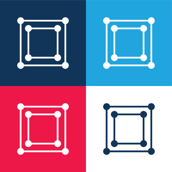 Bounding Box blue and red four color minimal icon set