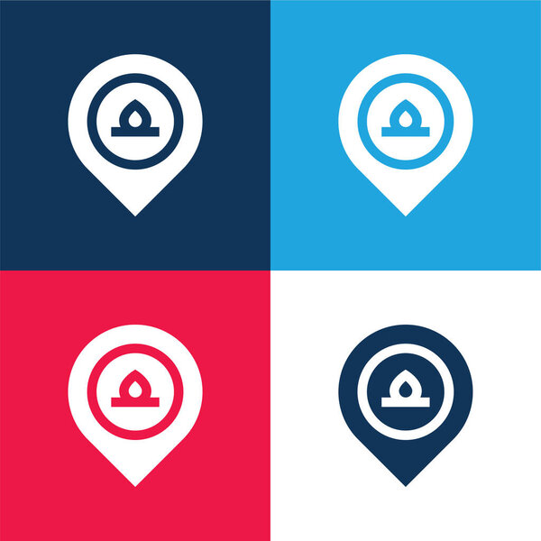 Костёр синий и красный четыре цвета минимальный набор значков