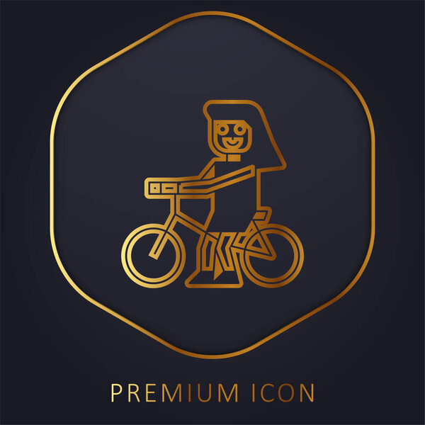 Bicycle golden line premium logo or icon