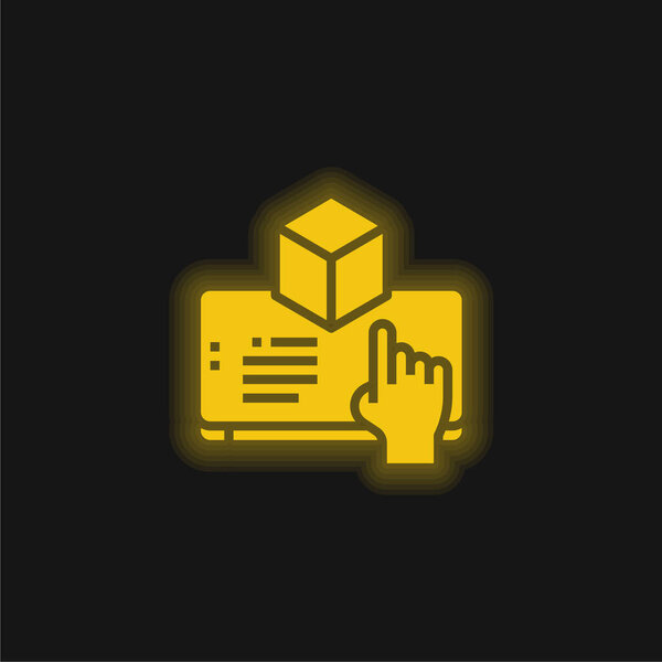 Augmented Reality yellow glowing neon icon